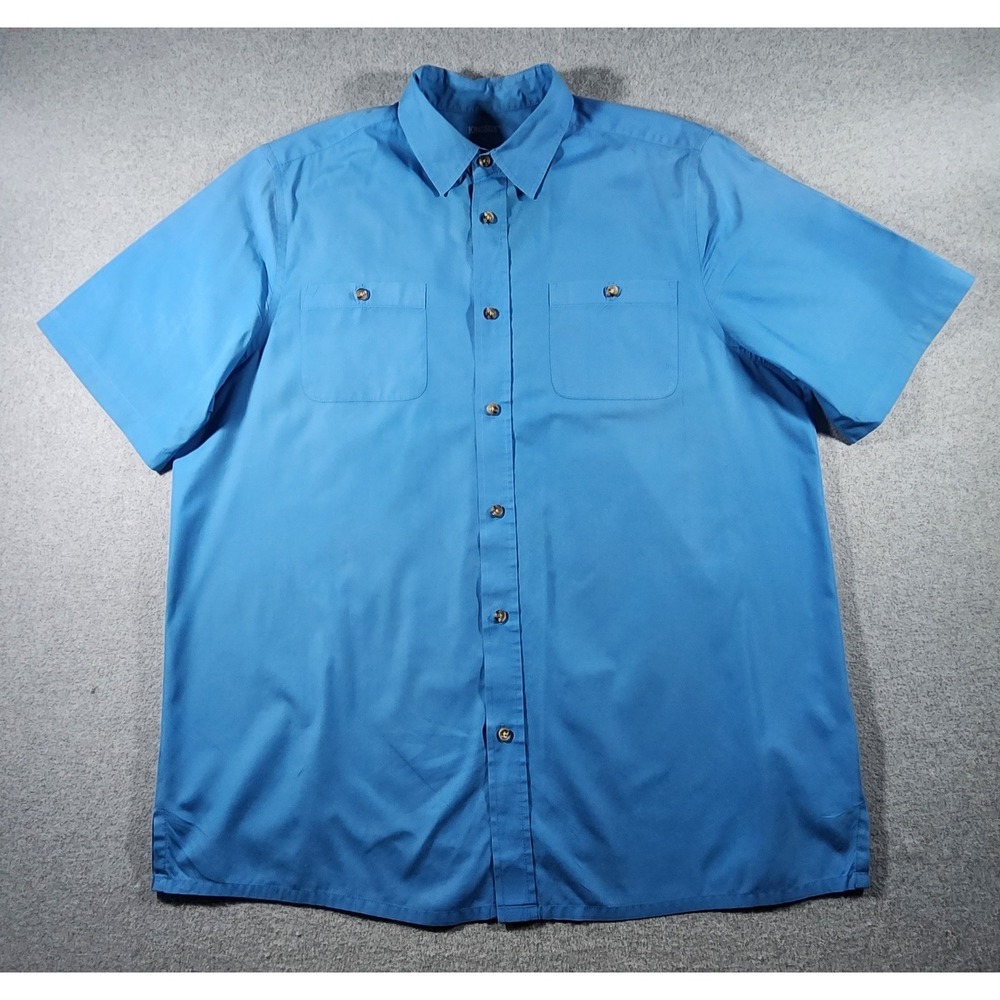 KingSize Men's Button Up Shirt, XLT, Blue, Short Sleeve, Tall